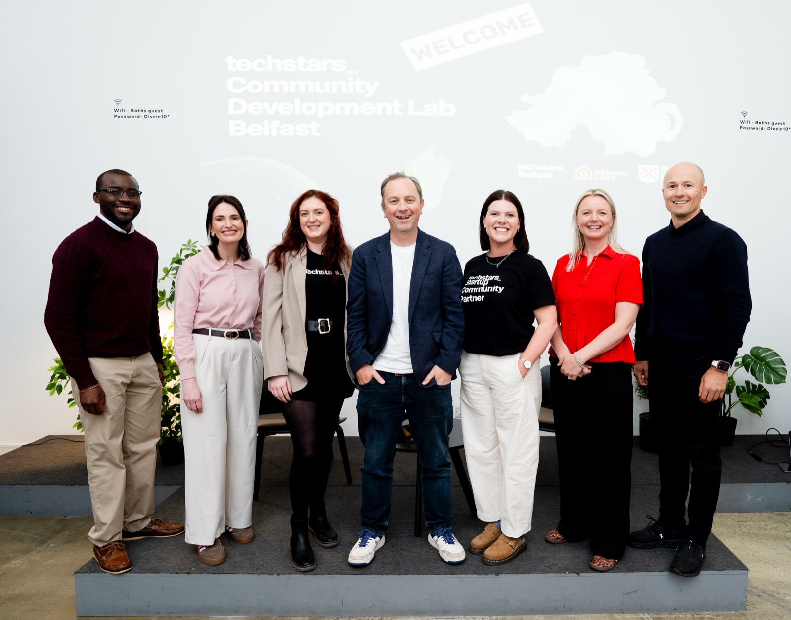 Speakers and partners on stage at the Techstars Community Development Lab Belfast